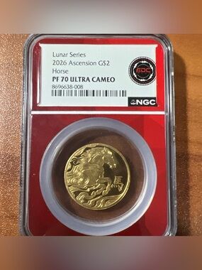 2026 Ascension Island 1/20oz GOLD Lunar Series Horse Coin PF-70 Ultra Cameo NGC